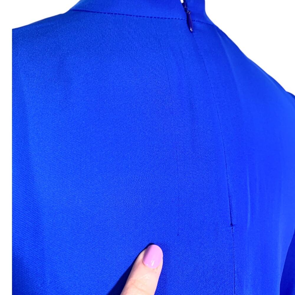 Amanda Uprichard Amherst Choker Tie Neck Bell Sleeve Mini Dress Royal Blue Small - Picture 13 of 13